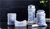國色天香（青花啞光保溫杯五件套）
