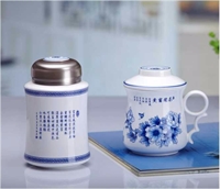 花開富貴(茶漏杯茶葉罐骨瓷兩件套)