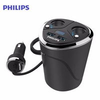 飛利浦(Philips)DLP2029車載充電器一拖二獨立開關汽車點煙器一拖二雙usb杯式車充
