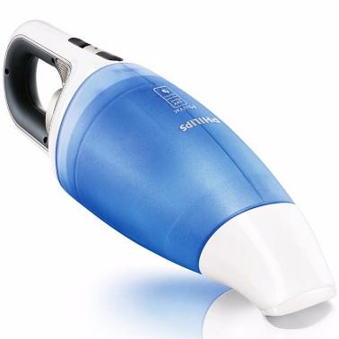 飛利浦（PHILIPS）吸塵器家用無線手持充電式吸塵機(jī)強(qiáng)力大功率小型靜音車載吸塵器 藍(lán)白色FC6142/01干濕兩用-無繩帶充電底座