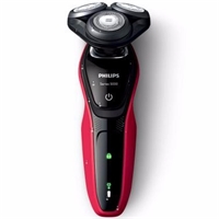 飛利浦（PHILIPS）電動剃須刀充電式男士刮胡刀胡須刀剃胡刀三刀頭水洗干濕兩用 亮水紅S5095/58-配控油潔面刷