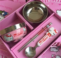 卡通兒童餐具四件套（叮當貓/hello Kitty）