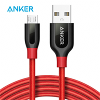Anker安克 Micro USB安卓接口可拉車手機數據線/充電線 0.9米紅色盒裝