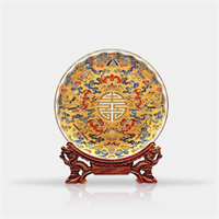五蝠捧壽（金屬掐絲）