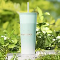星巴克清透薄荷綠款不銹鋼吸管杯