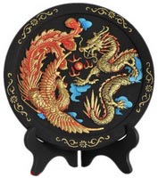 炭雕-龍鳳呈祥  圓盤