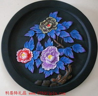 炭雕-牡丹  圓盤