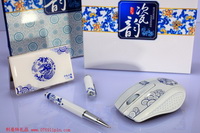 瓷韻筆+青花瓷名片夾+青花瓷無線鼠標