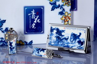 陶瓷系列之八駿圖（青花瓷名片盒+青花瓷書簽+青花瓷鑰匙扣）