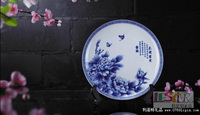 花開富貴青花10寸圓盤